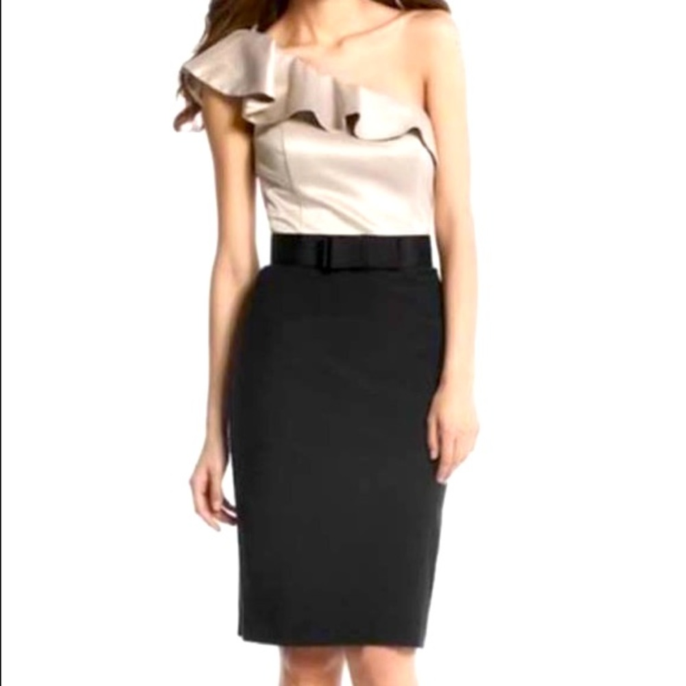 WHBM one shoulder color block dress knee length